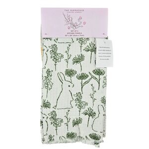 Rachel Ashwell NEW 20x28 Kitchen Towels Set of 4 Bunny Farmhouse Aesthetic